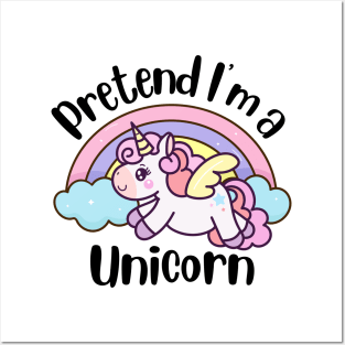 Pretend I'm A Unicorn - Cute Kawaii Pastel Halloween Costume Posters and Art